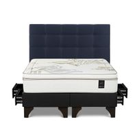 Dormitorio Europeo con Cajones Art 4 King + Respaldo Issey Azul