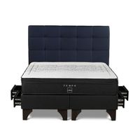 Dormitorio Europeo con Cajones Tempo King + Respaldo Issey Azul