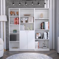 Combo Home Estante 45cm+ Estante 2 Puertas + Estante 4 Repisas - Blanco