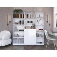 Combo Home Estante 5 Repisas + Estante 2 Puertas + Estante 45cm - Blanco