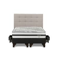 Dormitorio Europeo con Cajones Driven Queen + Respaldo Issey Niebla