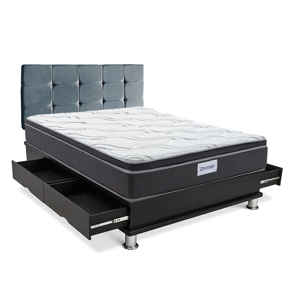 Dormitorio Cuadros Futurepedic Queen + Almohadas + Protector Gris