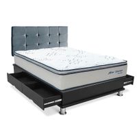 Dormitorio Cuadros New Ozono Queen + Almohadas + Protector Gris