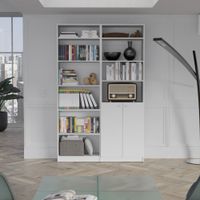 Combo Home Estante 2 Puertas + Estante 5 Repisas + 2 Complemento - Blanco