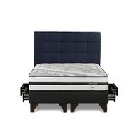 Dormitorio Europeo con Cajones Driven Queen + Respaldo Issey Azul