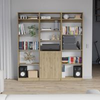 Combo Home 2 Estantes 4 Repisas + Estante 2 Puertas + 3 Complemento - Macadamia