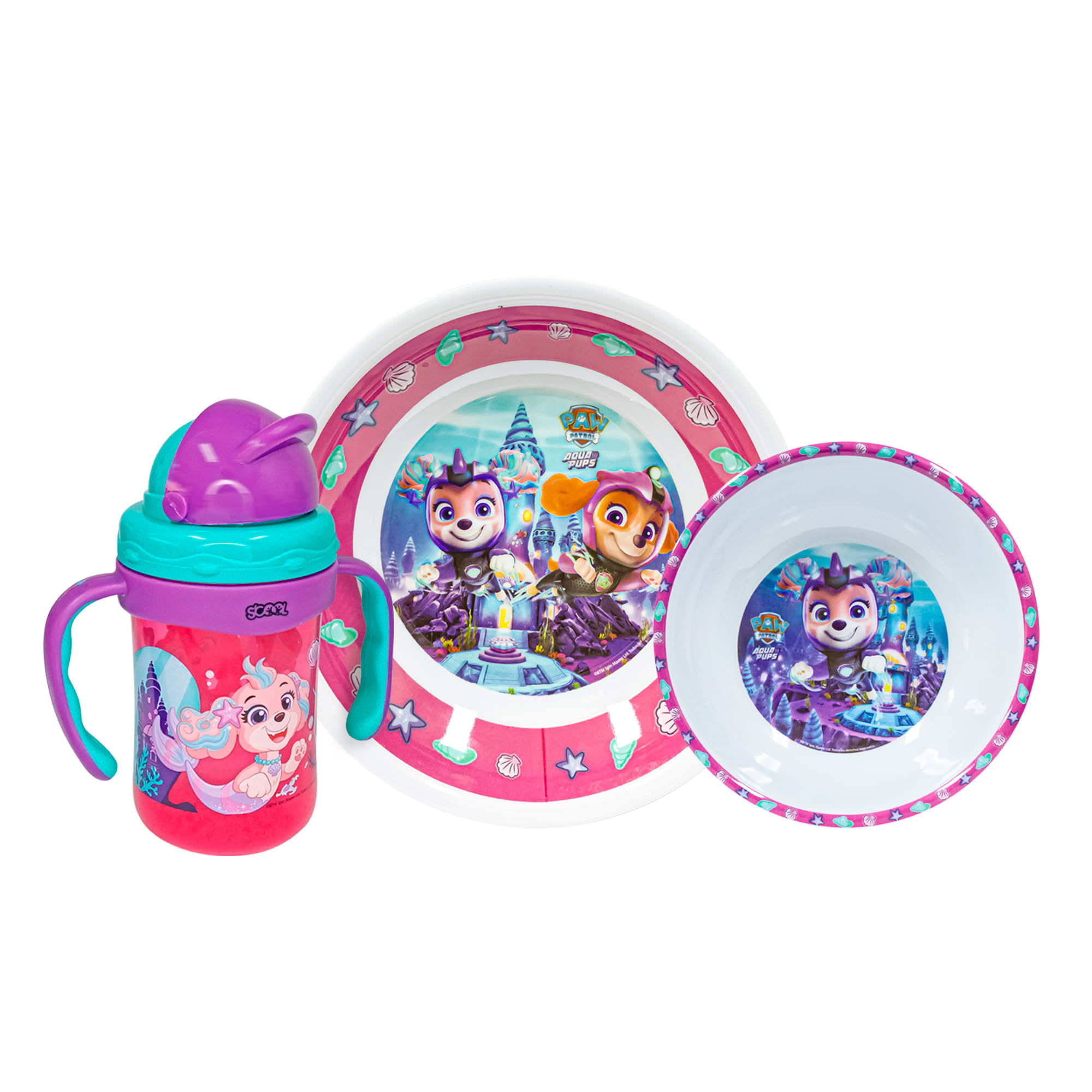 Set Melamine PAW PATROL con Botella para Niña 3pz
