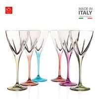SET DE COPAS X 06  CRISTAL COLOR VINO .RCR HECHO EN ITALIA
