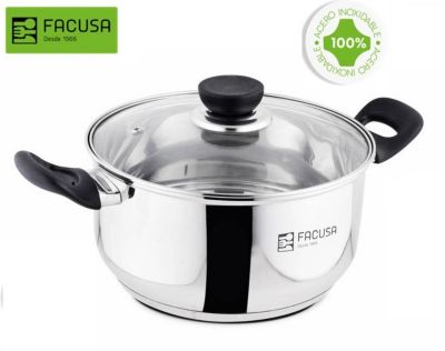Olla FACUSA ACERO INOX. 22 CM CON TPA DE VIDRIO GRATIS UTENSILIO