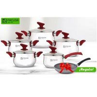 SET DE OLLAS FACUSA  ACERO INOXIDABLE 10 piezas Tapa de Vidrio
