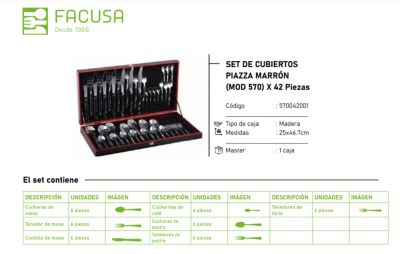 Set de Cubiertos Facusa de 42 pzas