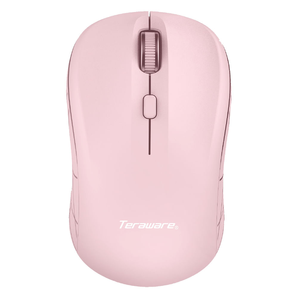 Mouse inalámbrico Teraware MO-211W 1600 dpi, 4 botones, receptor usb, usa 1 pila AA, rosado