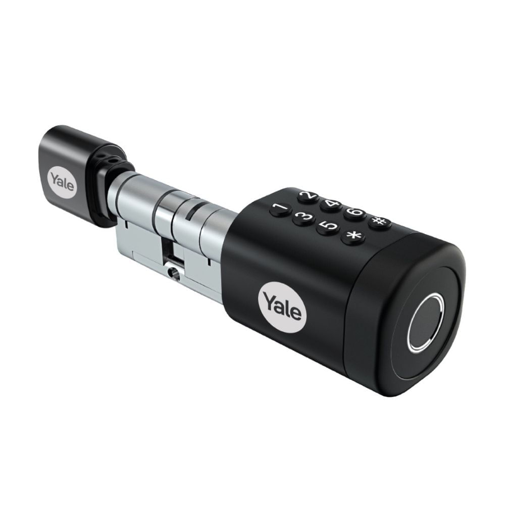 Cerrojo Digital Cilindro Biométrico Acero Negro Yale