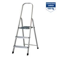 Escalera tubular 3 peldaños, plegable - truper