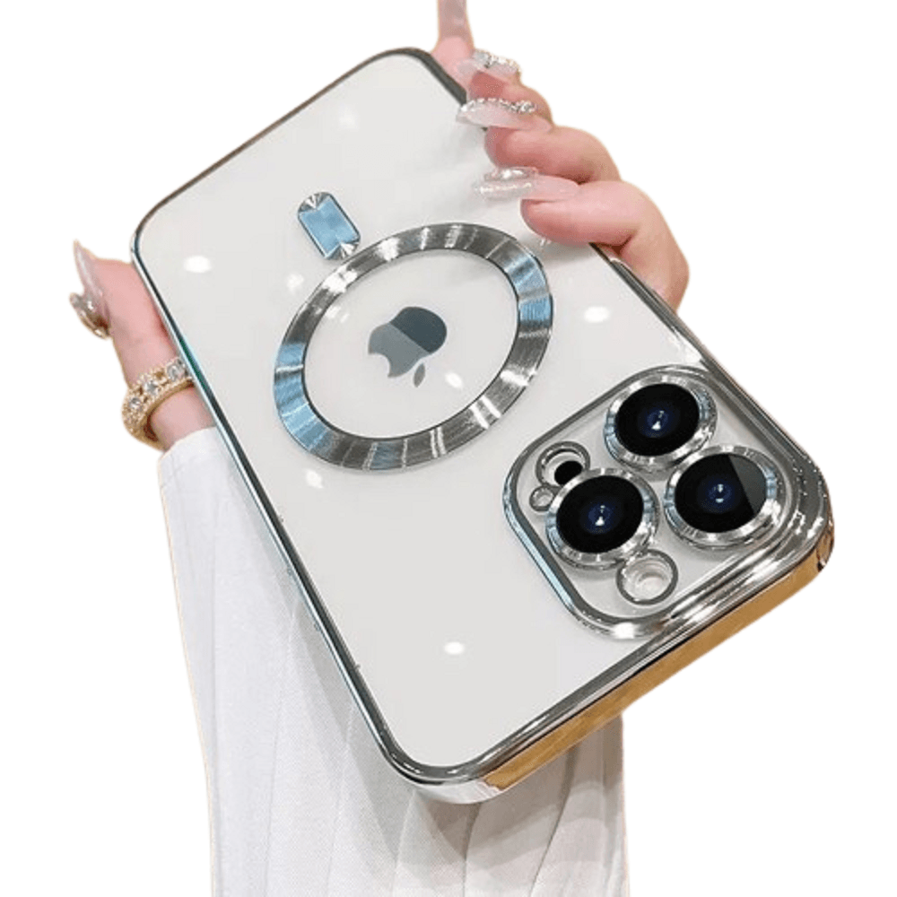 Case con MagSafe para carga inalámbrica para iPhone 15 PLUS - Plateado