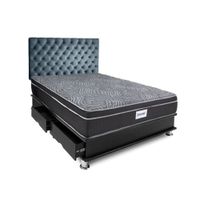 Dormitorio Capitone Ventus 1.5 Plazas + Almohada + Protector Gris