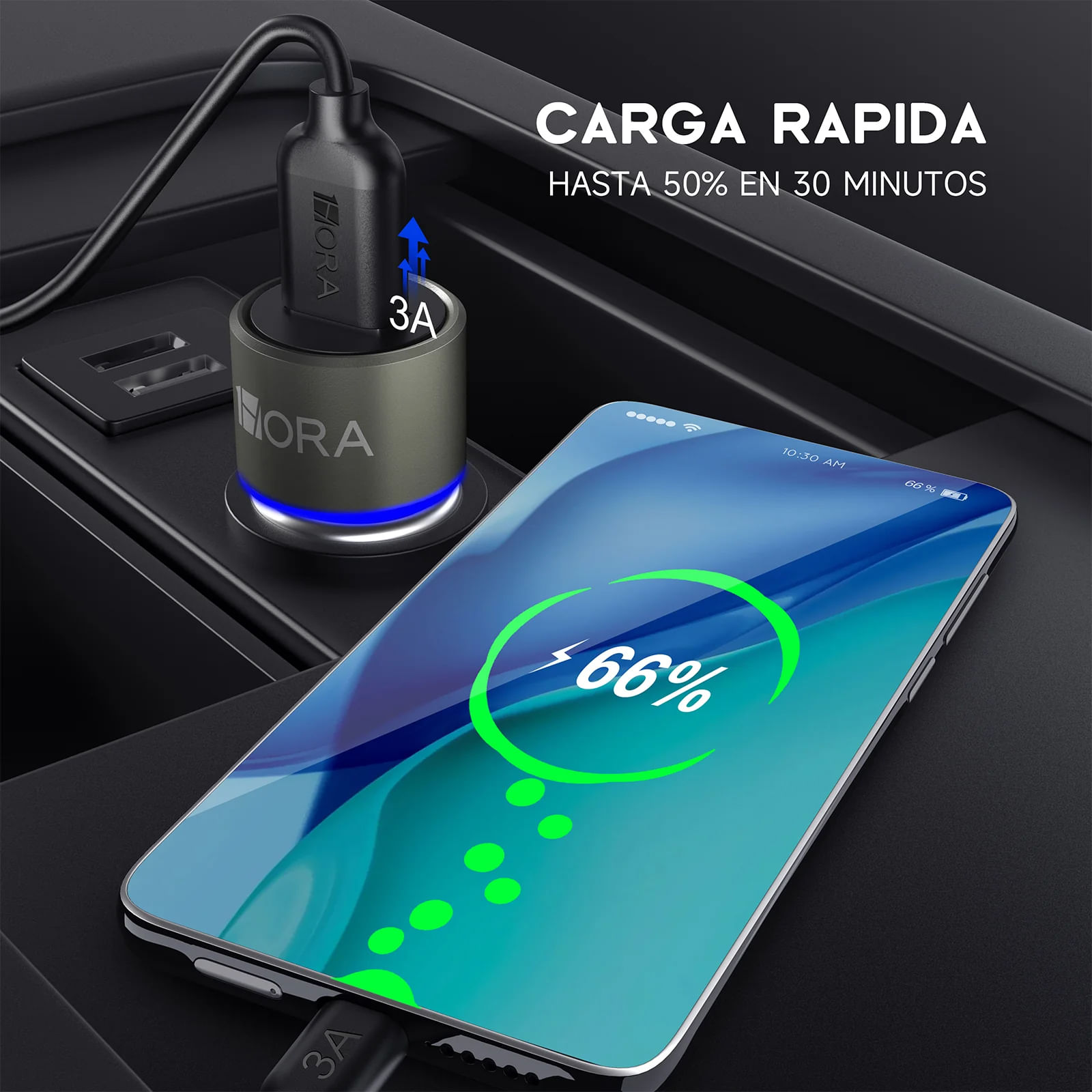 CARGADOR AUTO - SUPER CARGA - TIPO ""C"" A TIPO ""C""