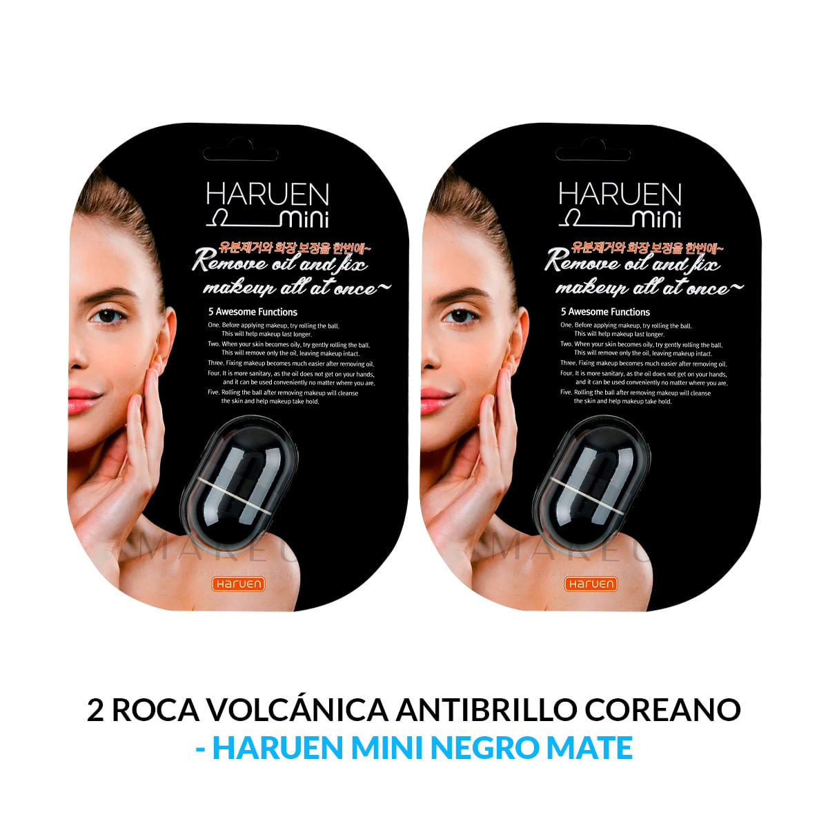 Roca Volcánica Antibrillo Coreano Negro Mate - Huruen Mini 2 Unidades