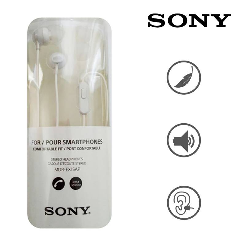 Audifonos In Ear Sony MDR-EX15AP con Microfono Blanco