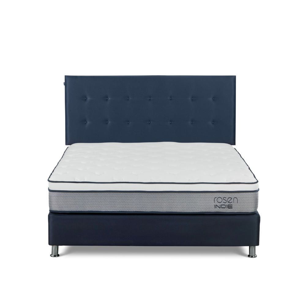 Dormitorio Americano Indie Queen + Respaldo West Azul