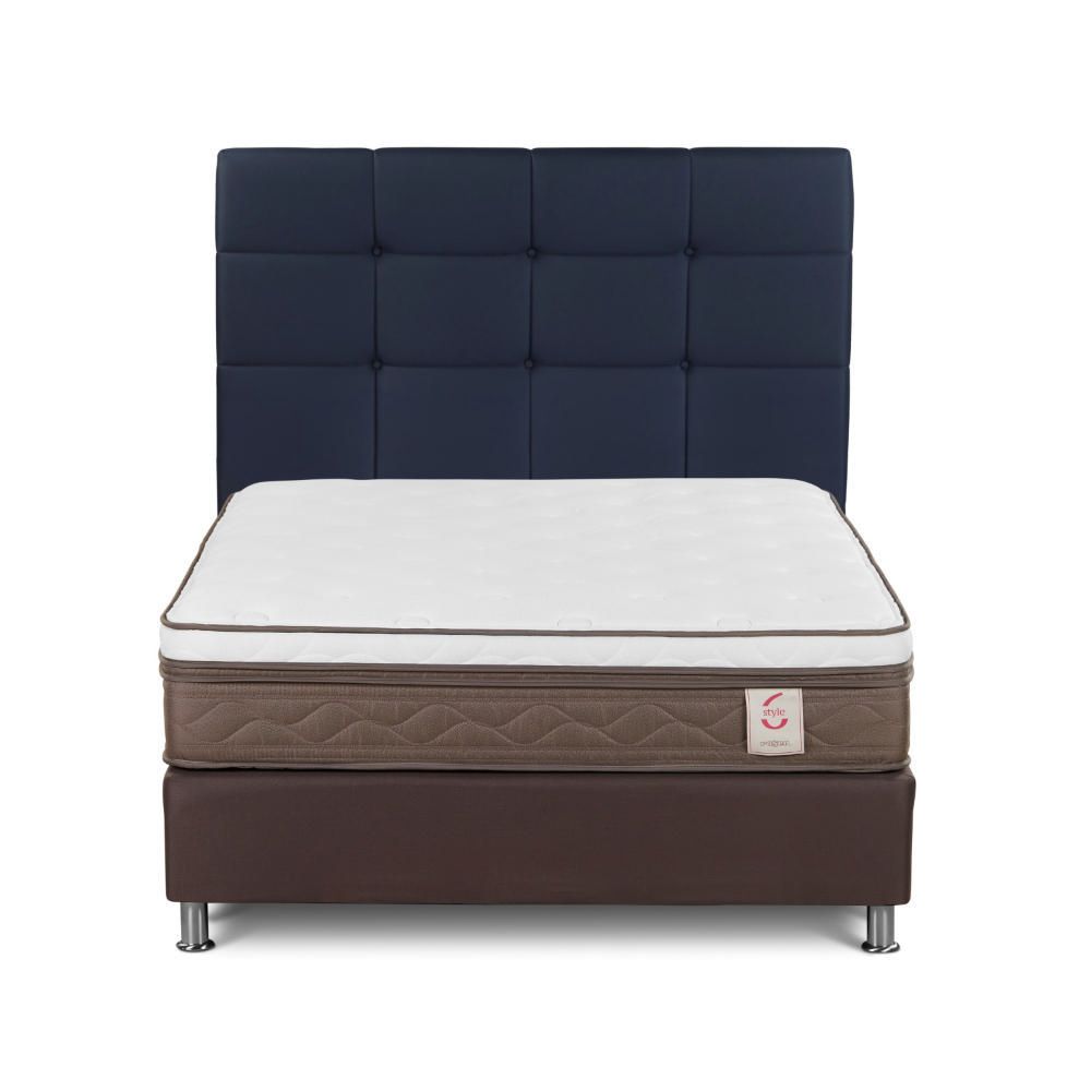 Dormitorio Americano New Style 6 2 Plazas + Respaldo Issey Azul