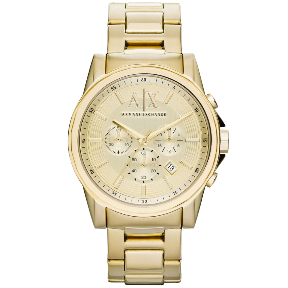 Reloj Armani Exchange Outerbanks AX2099 Fecha Cronómetro Acero Inoxidable Dorado