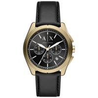 Reloj Armani Exchange Giacomo AX2854 Fecha Cronómetro Acero Dorado Cuero Negro