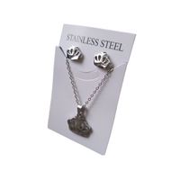 Set collar y aretes reina corona plateada