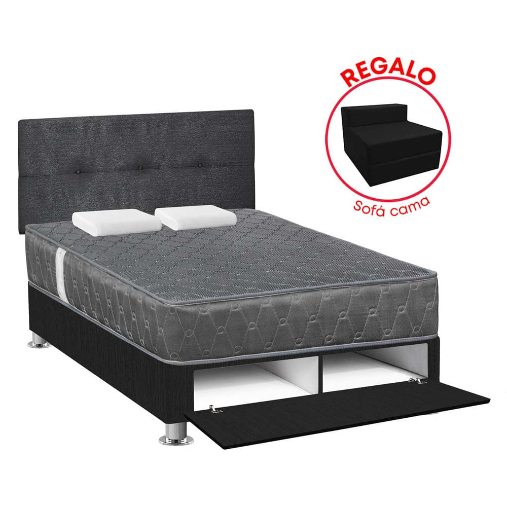 Dormitorio Sabanera FORLI Acqua 2 Plazas Gris/Gris + Sofá Cama
