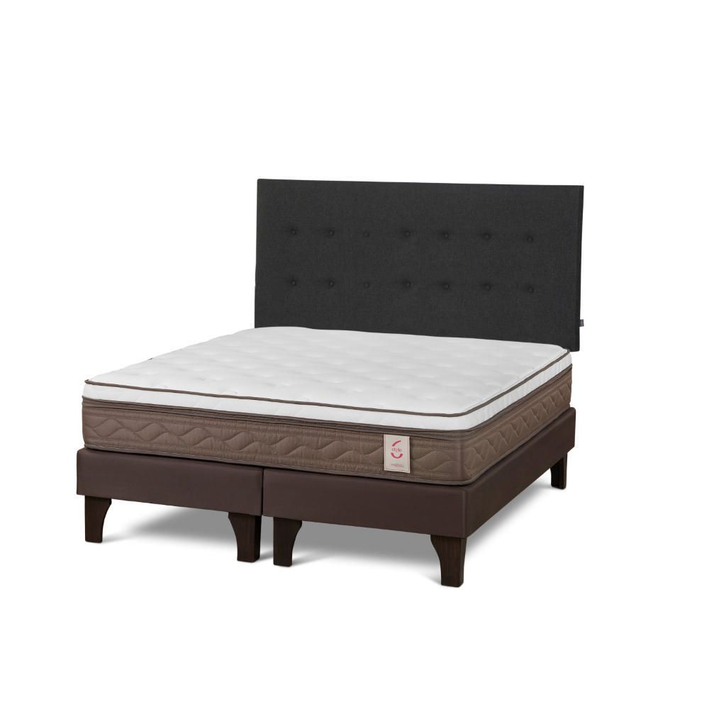 Dormitorio Europeo NS6 Queen + Respaldo West Grafito