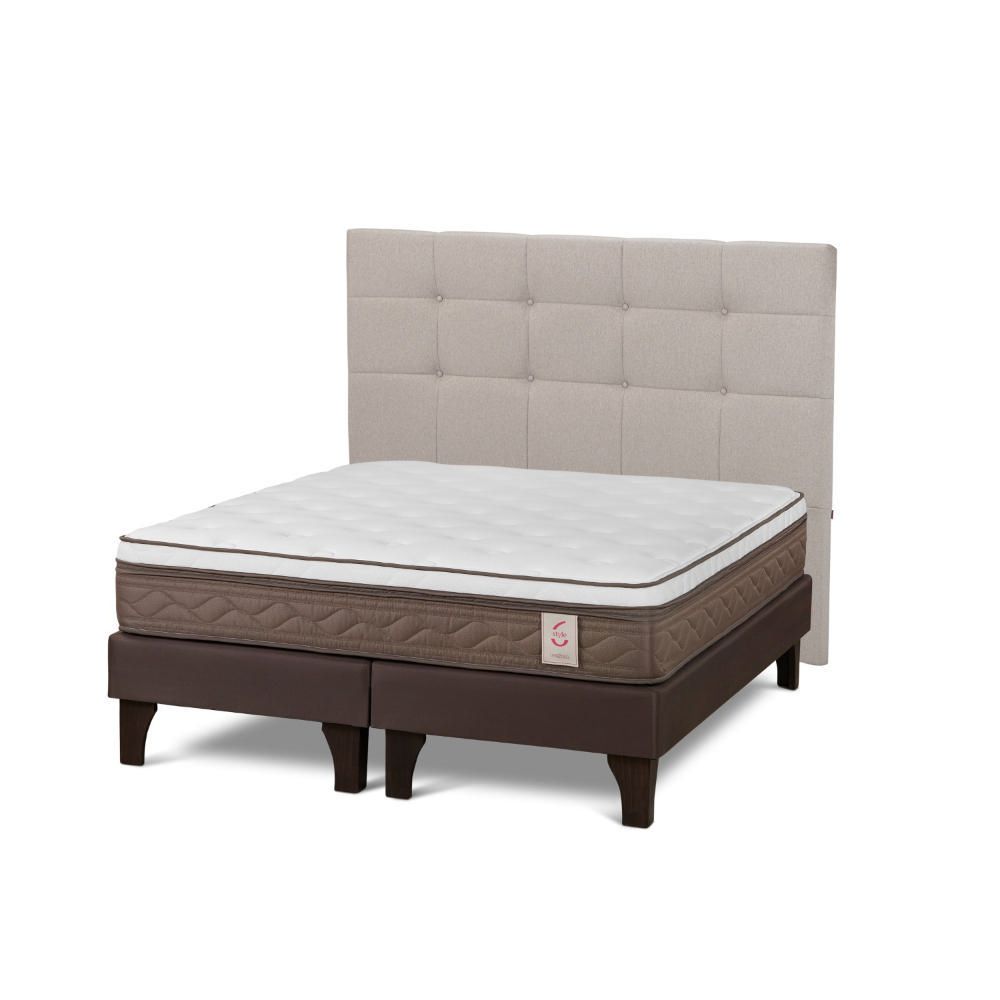 Dormitorio Europeo NS6 King + Respaldo Issey Niebla