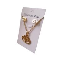 Set collar y aretes flor de loto dorado