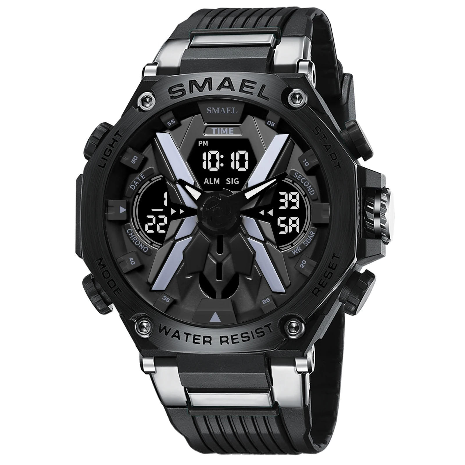 Reloj Deportivo SMAEL 8087 Metalico Negro