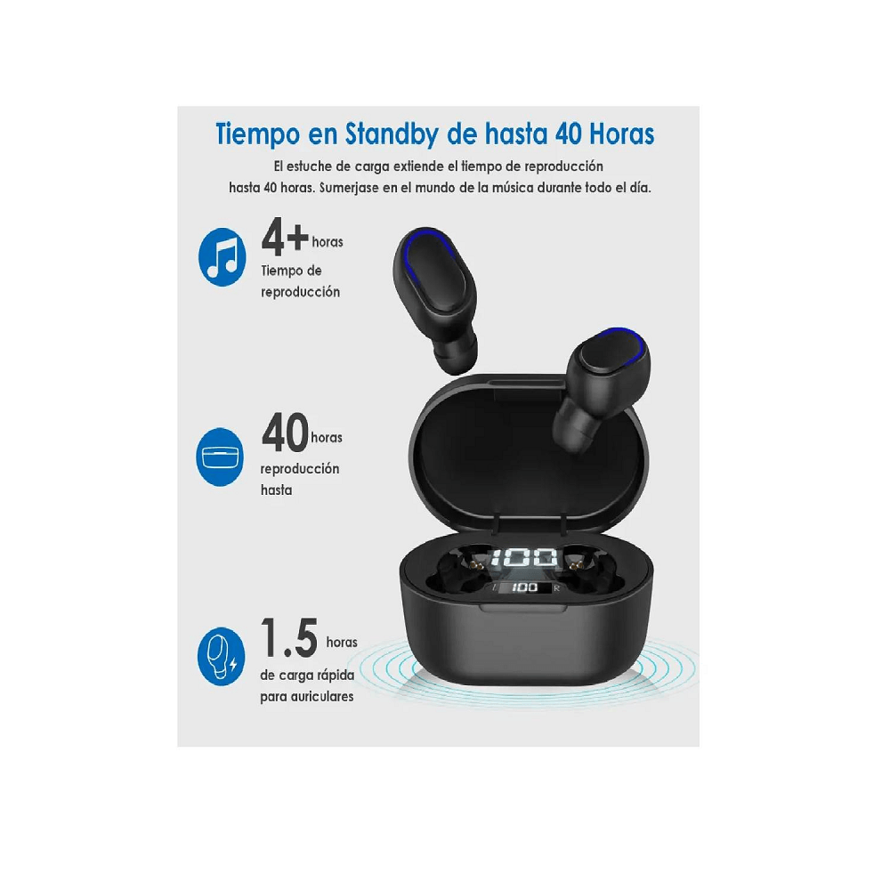 1 HORA AUT114 AUDIFONOS INALAMBRICOS TWS CON INDICADOR LED