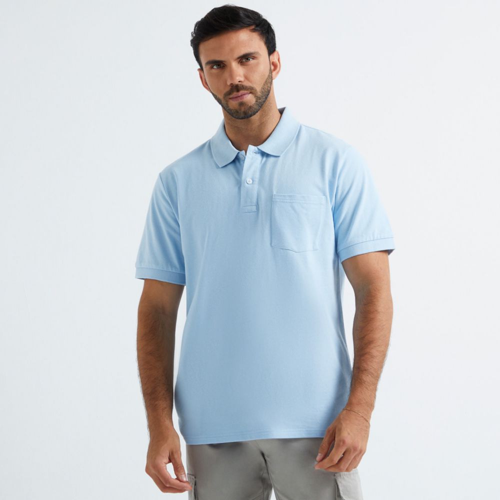 Polo Malabar Pique Celeste Hombre