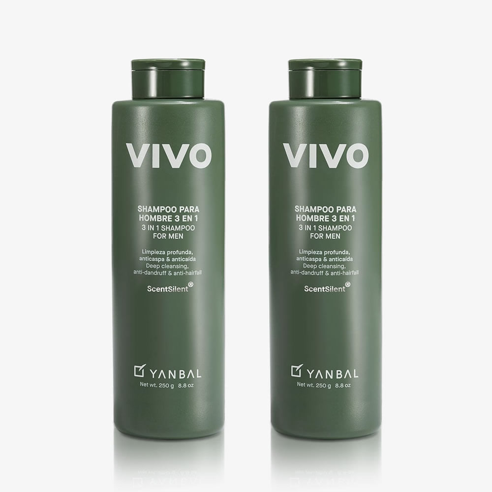 Set Shampoo de Hombre Vivo Triple Acción 2x1 Yanbal 250g