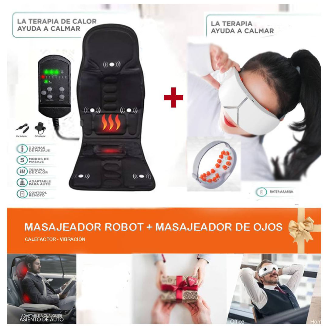 Pack Asiento Masajeador Robot y Masajeador ocular envolvente
