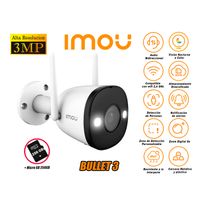 Cámara Seguridad Wi-Fi BULLET 3 2K 3MP Exterior Noche Color + 256GB