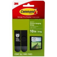 Tiras Adhesivas Medianas Color Negro COMMAND x4un