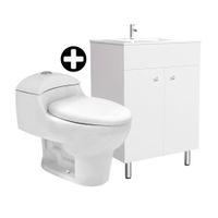 COMBO Orange: Inodoro one piece Ártico 69.5x40.5x60.5cm Blanco + Vanitorio Viena 60cm Blanco