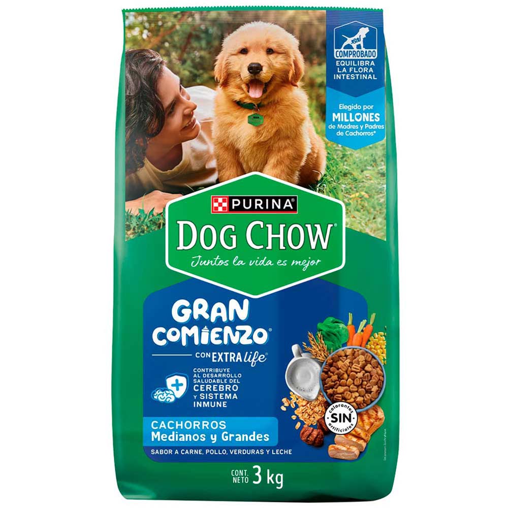 Comida para Perros DOG CHOW Cachorros Medianos y Grandes Bolsa de 3Kg