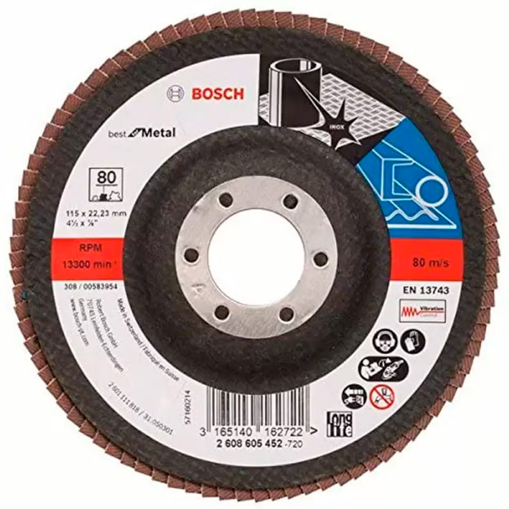 Bosch Disco Flap Best para Metal 4.5"" Gr80 Curvo