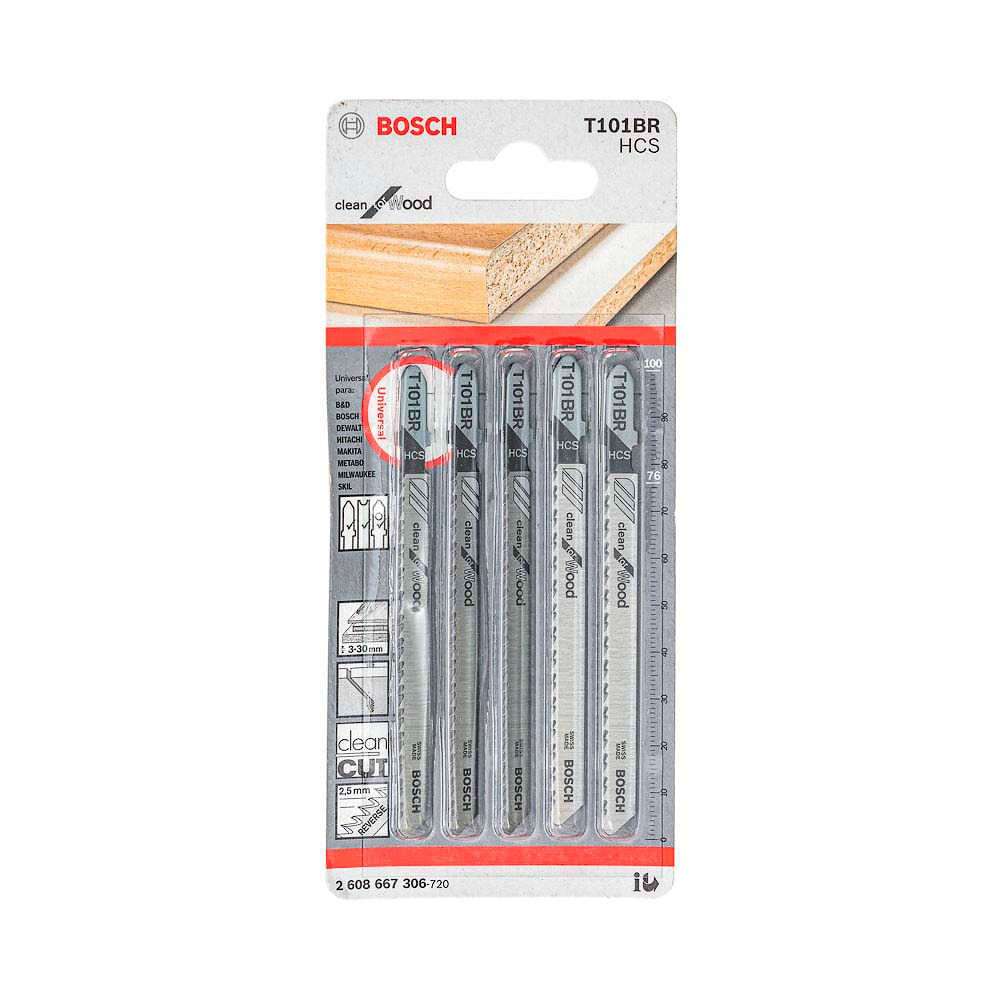 Hojas Sierra Calar Bosch x5 HCS Recto Fino Limpio Madera
