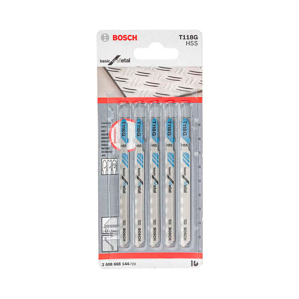 Hojas Sierra Calar Bosch T118Gx5 HSS Recto Fino Básico Metal