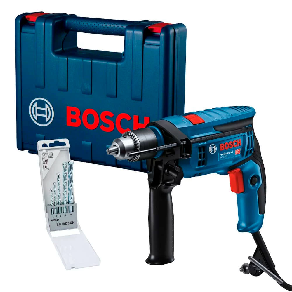 Taladro Percutor Atornillador Bosch GSB 13RE + 5 Brocas