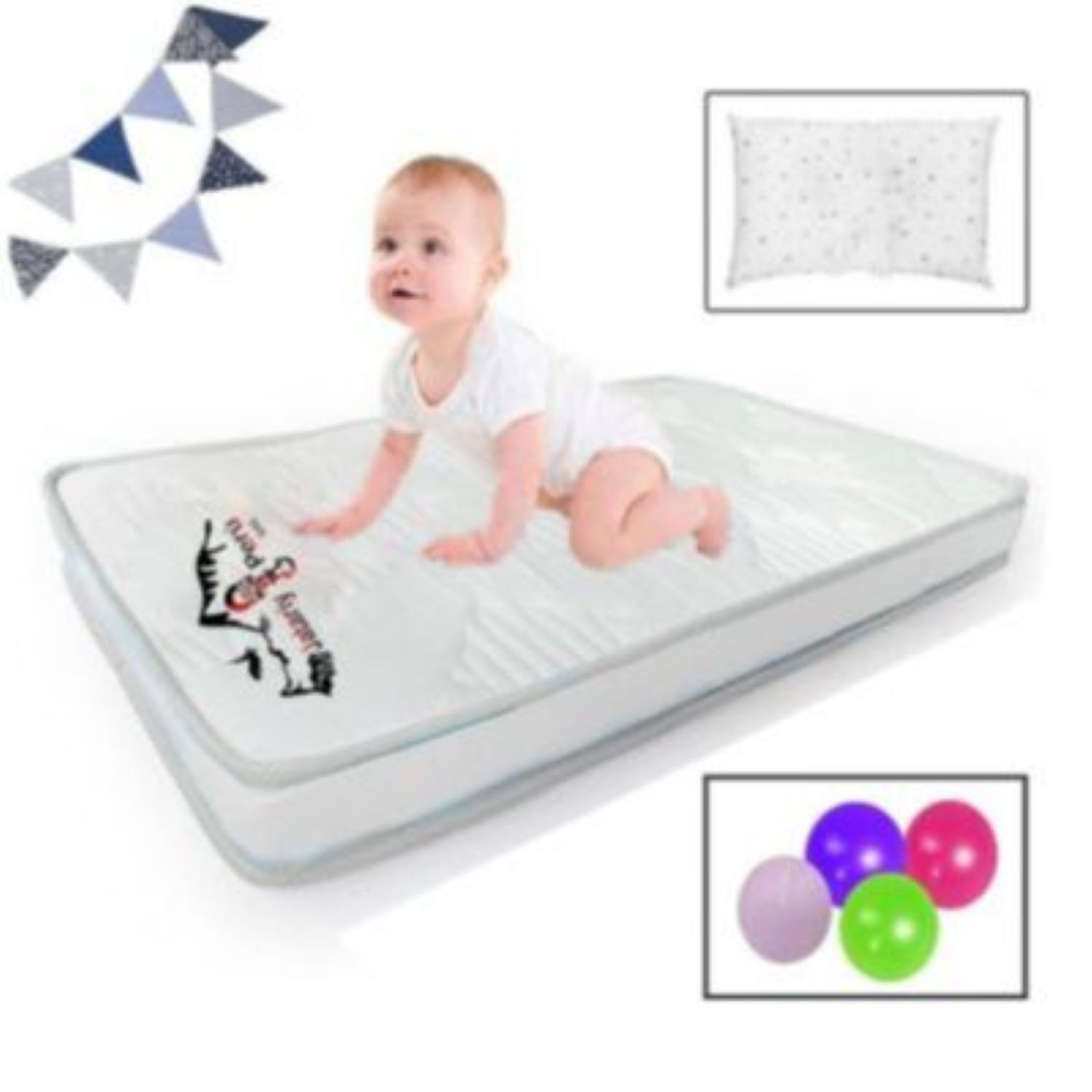 Colchón de bebé para cunas pack and play 10cm Gris