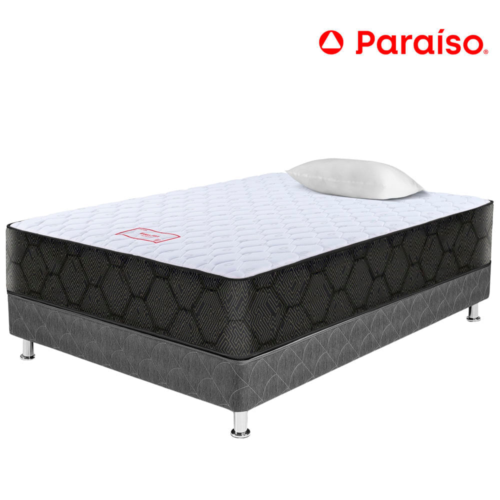 Cama Box Tarima PARAISO Edén Plus 1.5 Plz + 1 Almohada + Protector