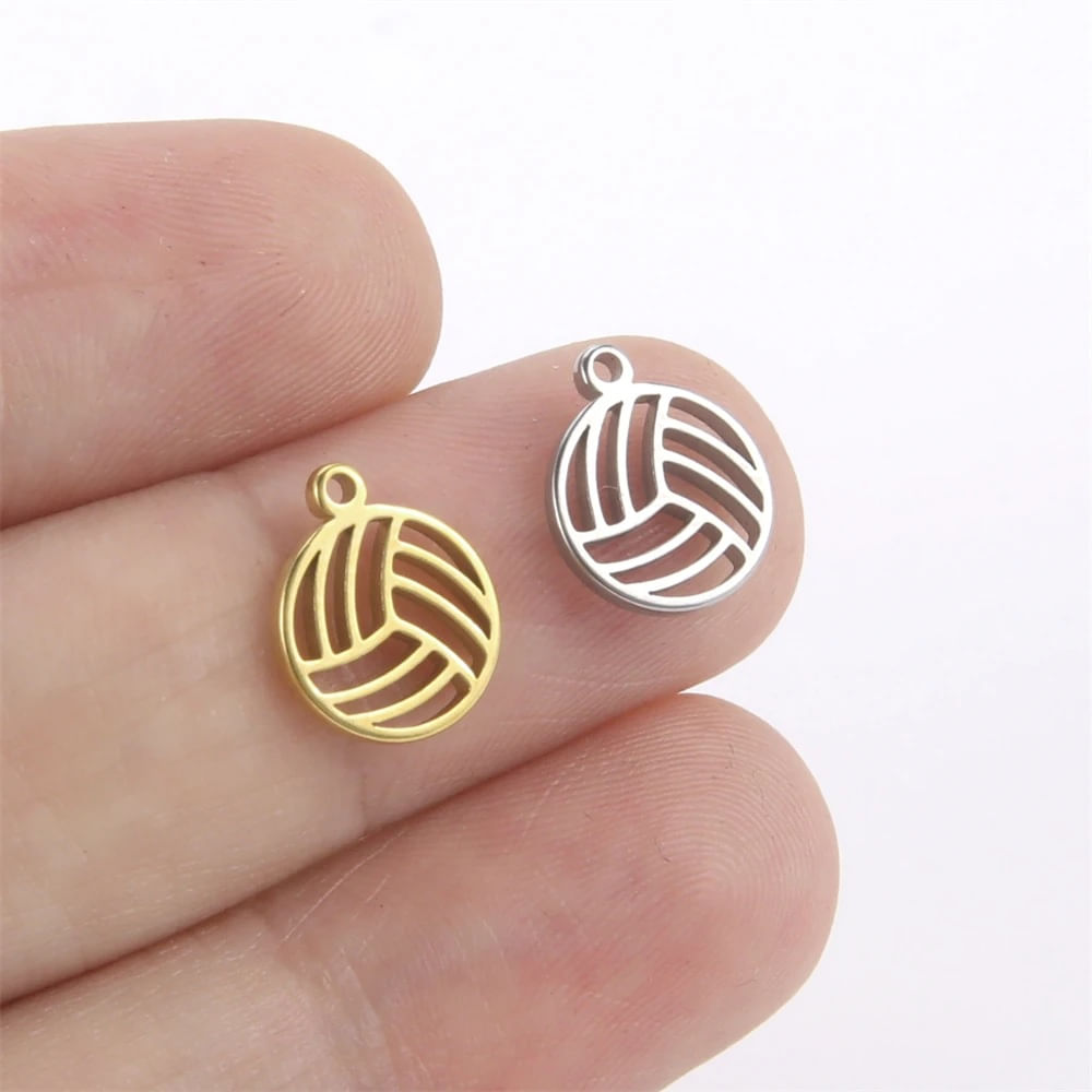 Set x 2 dijes pequeños pelota de voley en dorado y plateado