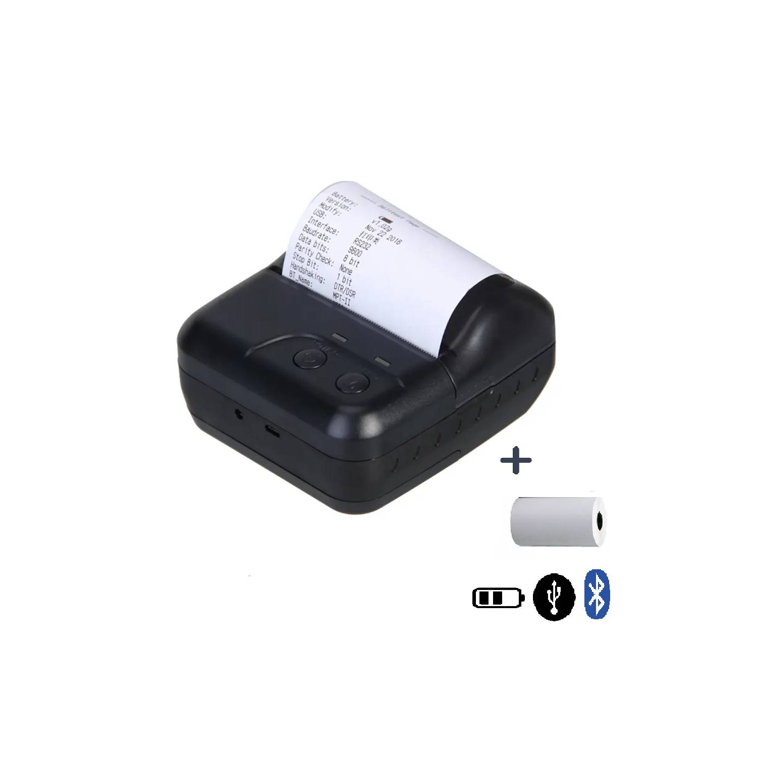 Impresora portátil térmica batería ticket 80mm USB Bluetooth + 1 rollo
