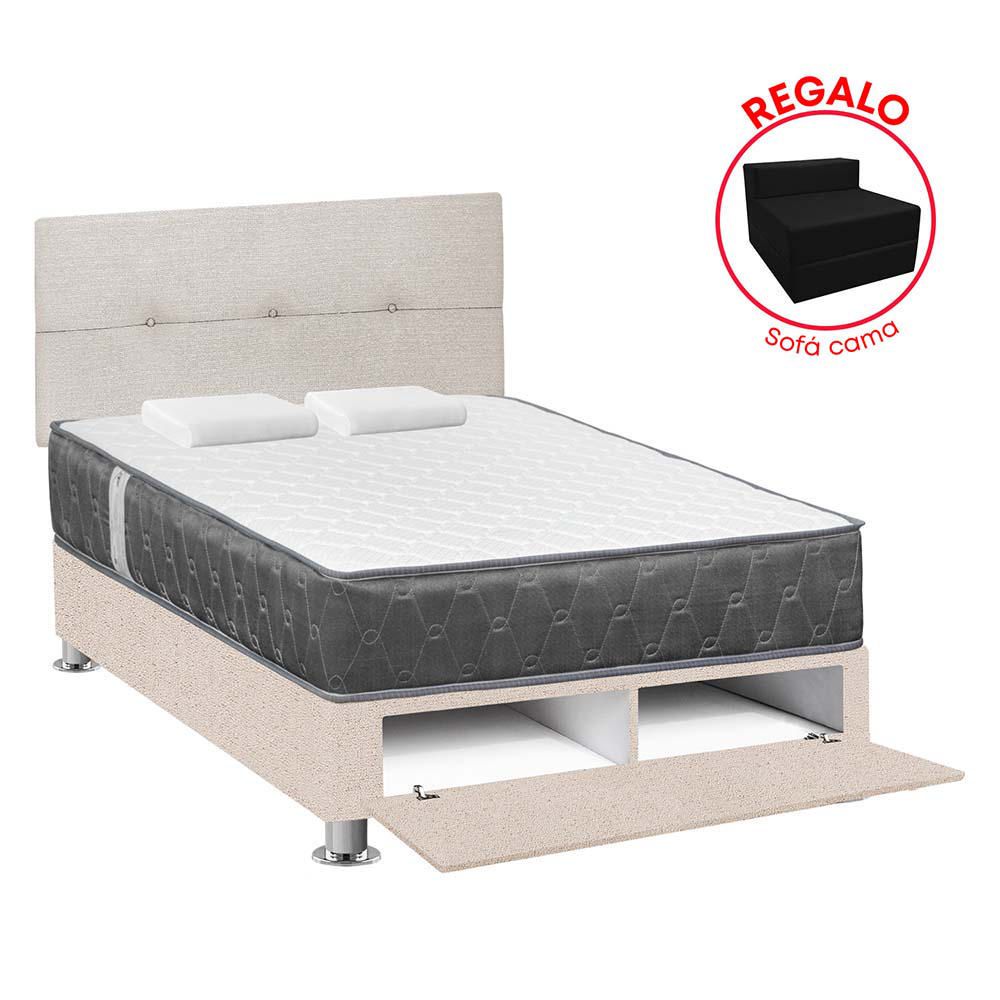 Dormitorio Sabanera Acqua 2 Plazas + Sofá Cama Beige